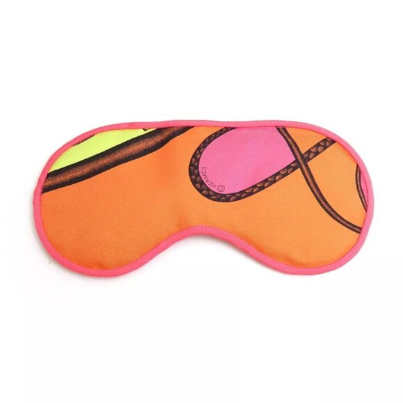 Auth HERMES Petite H Eye Mask Orange/Pink Silk - Picture 1 of 15